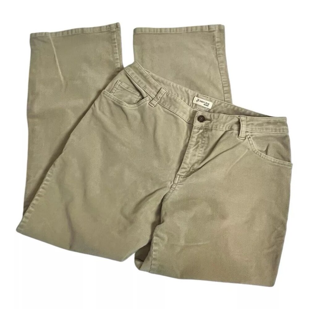 St. John's Bay Corduroy Pant Women 12 Beige Boot Stretch 32 30